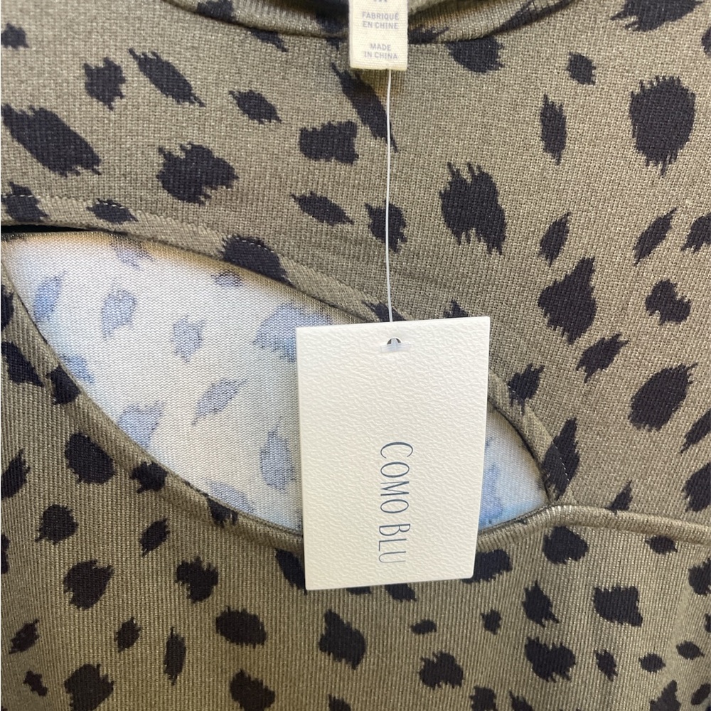 NWT Como Blu 1X green cheetah top - Picture 4 of 4